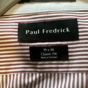 Paul Fredrick Men's Classic Fit Shirt - Burgundy Stripes